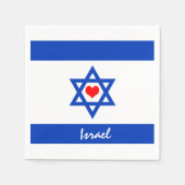 イスラエル国旗とハート – イスラエルの旅行/スポーツファン スタンダードカクテルナプキン (正面)