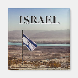 イスラエル国旗とマサダの景色 マグネット