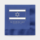 イスラエル国旗と日付付き 箔ナプキン (正面)