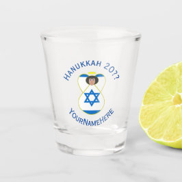 イスラエル国旗のハヌカ祭り用天使のパーソナライズギフト ショットグラス