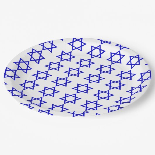 イスラエル国旗のパターン ペーパープレート (アングル)