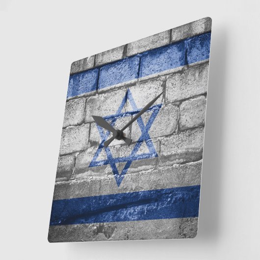 イスラエル国旗の壁 スクエア壁時計 (傾斜)