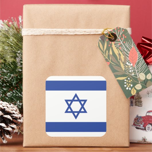 イスラエル国旗の州、ダビデ・ユダヤ教のスター スクエアシール (クリスマス)