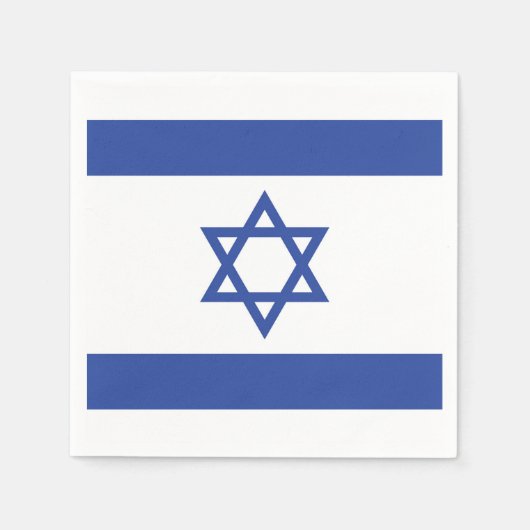 イスラエル国旗の州、ダビデ・ユダヤ教のスター スタンダードカクテルナプキン (正面)