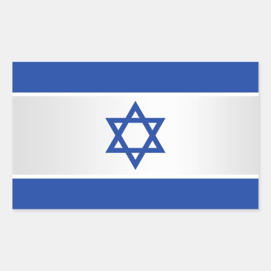 イスラエル国旗の星:デビッドブルーのオンホワイト 長方形シール (正面)