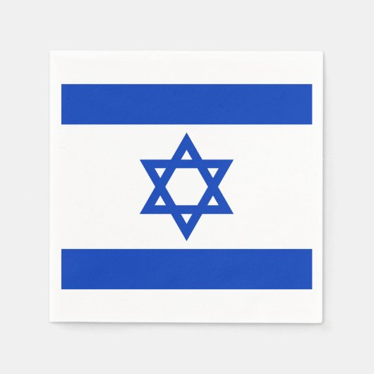 イスラエル国旗の青い白のパタモダンーン愛国心 スタンダードカクテルナプキン (正面)