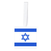 イスラエル国旗の青い白モダン色ハヌカー キューブオーナメント (正面)