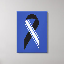 イスラエル国旗の黒いリボンのメモリアルブルー キャンバスプリント