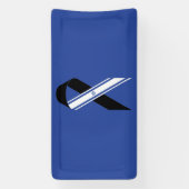 イスラエル国旗の黒いリボンのメモリアルブルー 横断幕 (縦)