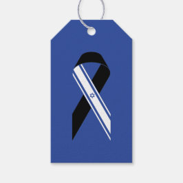 イスラエル国旗の黒いリボン記念ハヌッカブルー ギフトタグ