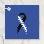 イスラエル国旗の黒いリボン記念ハヌッカブルー フェイバータグ (正面)