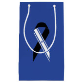 イスラエル国旗の黒いリボン記念ブルーハヌカー スモールペーパーバッグ (正面)