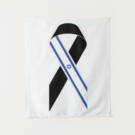 イスラエル国旗の黒いリボン タペストリー (正面)