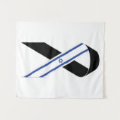 イスラエル国旗の黒いリボン タペストリー (正面(横))