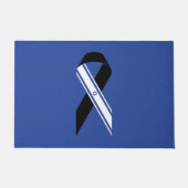 イスラエル国旗の黒いリボン（青） ドアマット (正面)