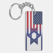 イスラエル国旗を掲げたアメリカのスタンド キーホルダー (正面左)