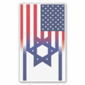 イスラエル国旗を掲げたアメリカのスタンド シール (正面)
