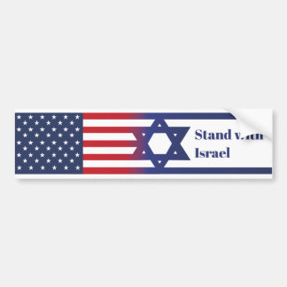 イスラエル国旗を掲げたアメリカのスタンド バンパーステッカー
