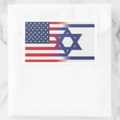 イスラエル国旗を掲げたアメリカのスタンド 長方形シール (バッグ)