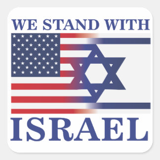 イスラエル国旗を掲げたアメリカ人 スクエアシール