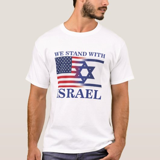 イスラエル国旗を掲げたアメリカ人 Tシャツ (正面)