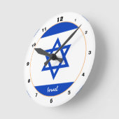 イスラエル国旗・イスラエル愛国家/デザイン ラウンド壁時計 (傾斜)