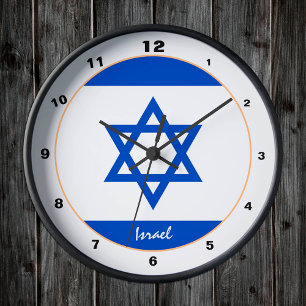 イスラエル国旗・イスラエル愛国家/デザイン ラウンド壁時計