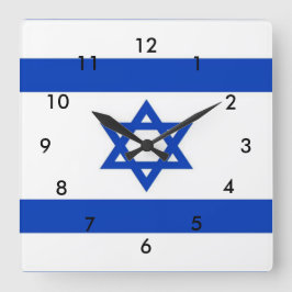 イスラエル国旗 スクエア壁時計