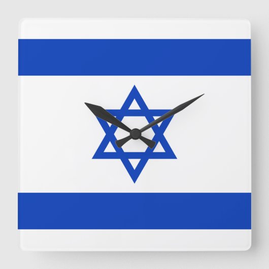 イスラエル国旗 スクエア壁時計 (正面)