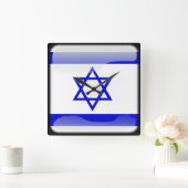 イスラエル国旗 スクエア壁時計 (ホーム)