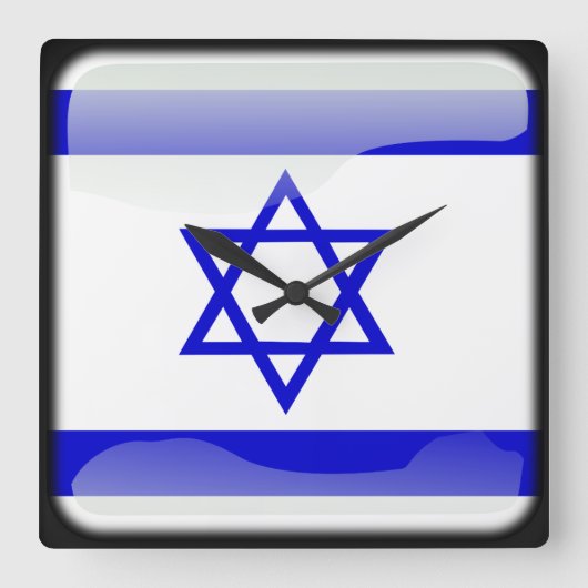 イスラエル国旗 スクエア壁時計 (正面)