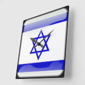 イスラエル国旗 スクエア壁時計 (傾斜)