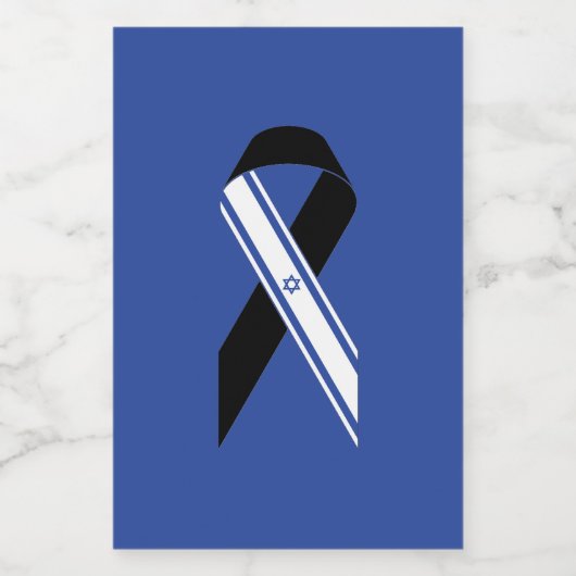 イスラエル国旗 黒いリボン 追悼 青いラベル フードラベル (シングルラベル)
