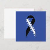 イスラエル国旗 黒リボン 追悼 ハヌカ カード (正面/裏面)