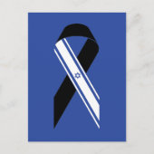 イスラエル国旗 黒リボン 追悼 ハヌカ 青 ポストカード (正面)