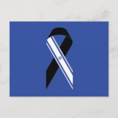 イスラエル国旗 黒リボン 追悼 青いハヌカ ポストカード (正面)