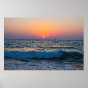 イスラエル地中海の海の夕日。 ポスター