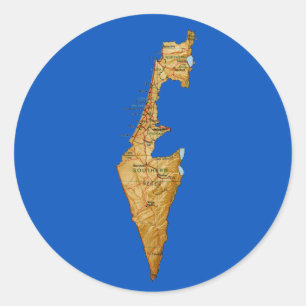 イスラエル地図ステッカー ラウンドシール