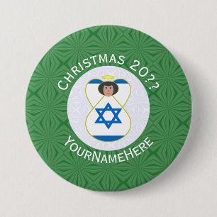 イスラエル天使のクリスマスフラグカスタマイズ 缶バッジ