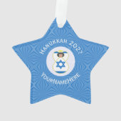 イスラエル天使ハヌカーパーソナライズされた国旗 オーナメント (裏面)