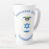 イスラエル天使ハヌカーフラグパーソナライズ大型 カフェラテマグ (右アングル)
