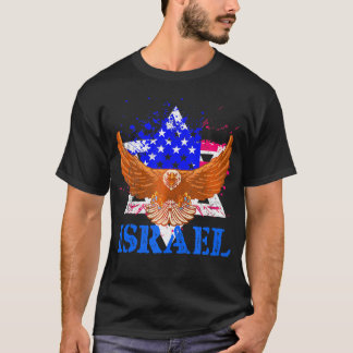 イスラエル愛国的なユダヤ教アメリカ米国国旗 Tシャツ