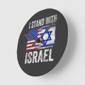 イスラエル支持 ラウンド壁時計 (傾斜)