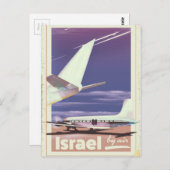 イスラエル旅客機旅行ポスター ポストカード (正面/裏面)