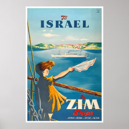 イスラエル旅行ポスター イスラエル美術 ZIM船舶プリント ポスター