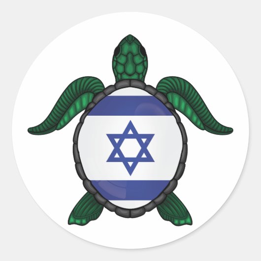 イスラエル海亀の国旗 ラウンドシール (正面)