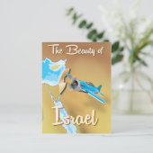 イスラエル美しいヴィンテージ旅行ポスター ポストカード (スタンド正面)
