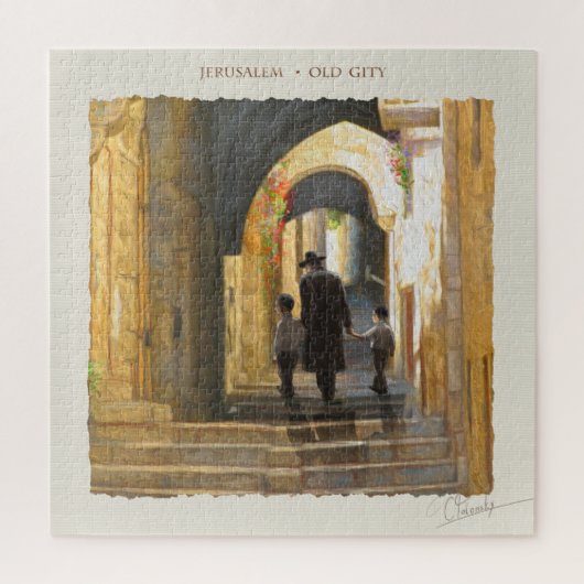 イスラエル エルサレム旧市街 シムタ 油絵 アート ジグソーパズル (縦)