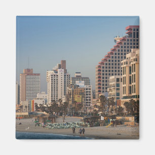 イスラエル,テルアビブ,ビーチフロント,ホテル,夕暮れ マグネット
