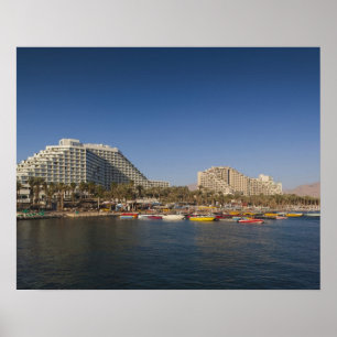 イスラエル、ネゲフ、アイラト、紅海のビーチフロント ポスター